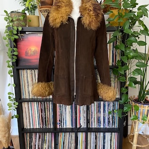 Vintage 1970s Brown Zip Up Penny Lane Jacket
