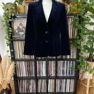 Vintage 1980s Navy Velvet St Michael Jacket