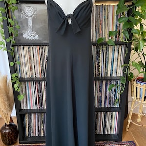 Vintage 1970s Black Halterneck Maxi Dress