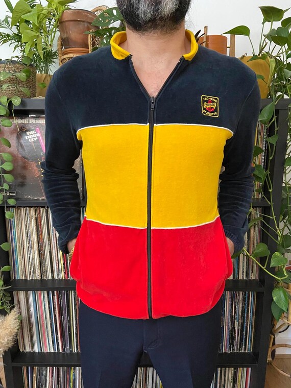 Vintage 1980s Cointreau Yachting Velour Track Top View 3