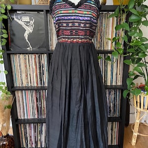 Vintage 1970s Black Sleeveless Maxi Dress