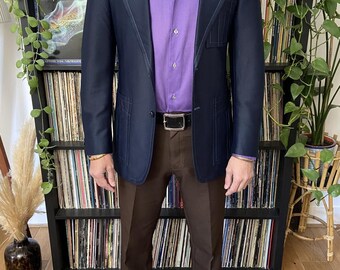 Vintage 1970s Union Made Navy Blazer Jacket