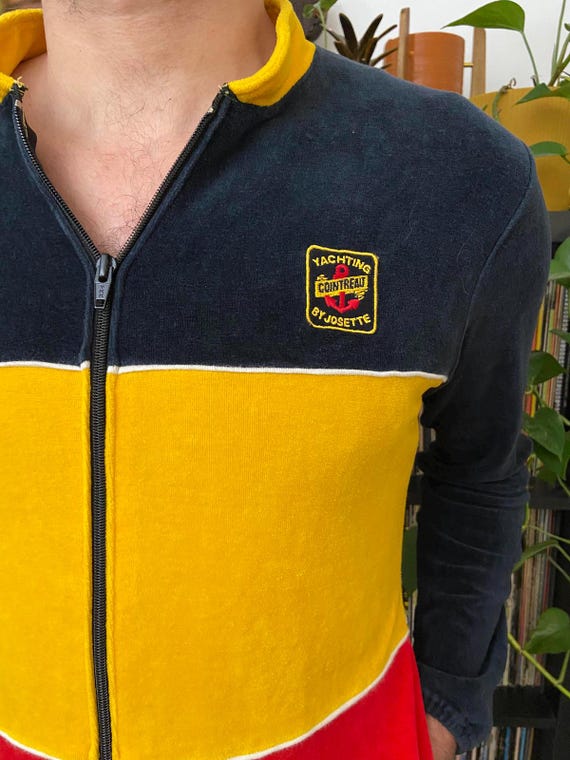 Vintage 1980s Cointreau Yachting Velour Track Top View 5