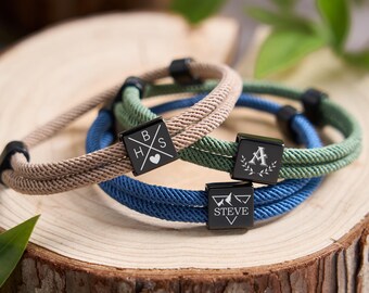 Bracciali Personalizzati Per Coppia Con Nome Inciso – Cordoncino Intrecciato E Acciaio – Regalo Per Fidanzati E Fidanzate