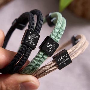Personalized Mens Engraved Bracelet,Custom Couple Bracelet,Adjustable Name Bracelet,Christmas Anniversary Gifts for Dad Boyfriend Husband