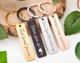 Personalised Keyring Personalized Keychain Engraved Key ring Engraved Keychain Stainless keychain Drive Safe Keychain Custom Bar Keychain