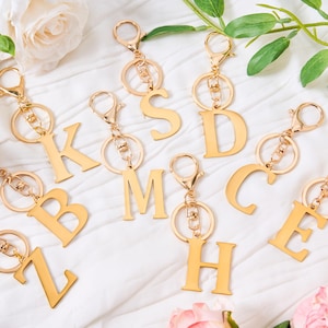 Llavero con inicial dorada, llavero con letra de acero inoxidable, llavero personalizado para mujer y hombre, llavero con el alfabeto para mamá, regalo para el Día del Padre.