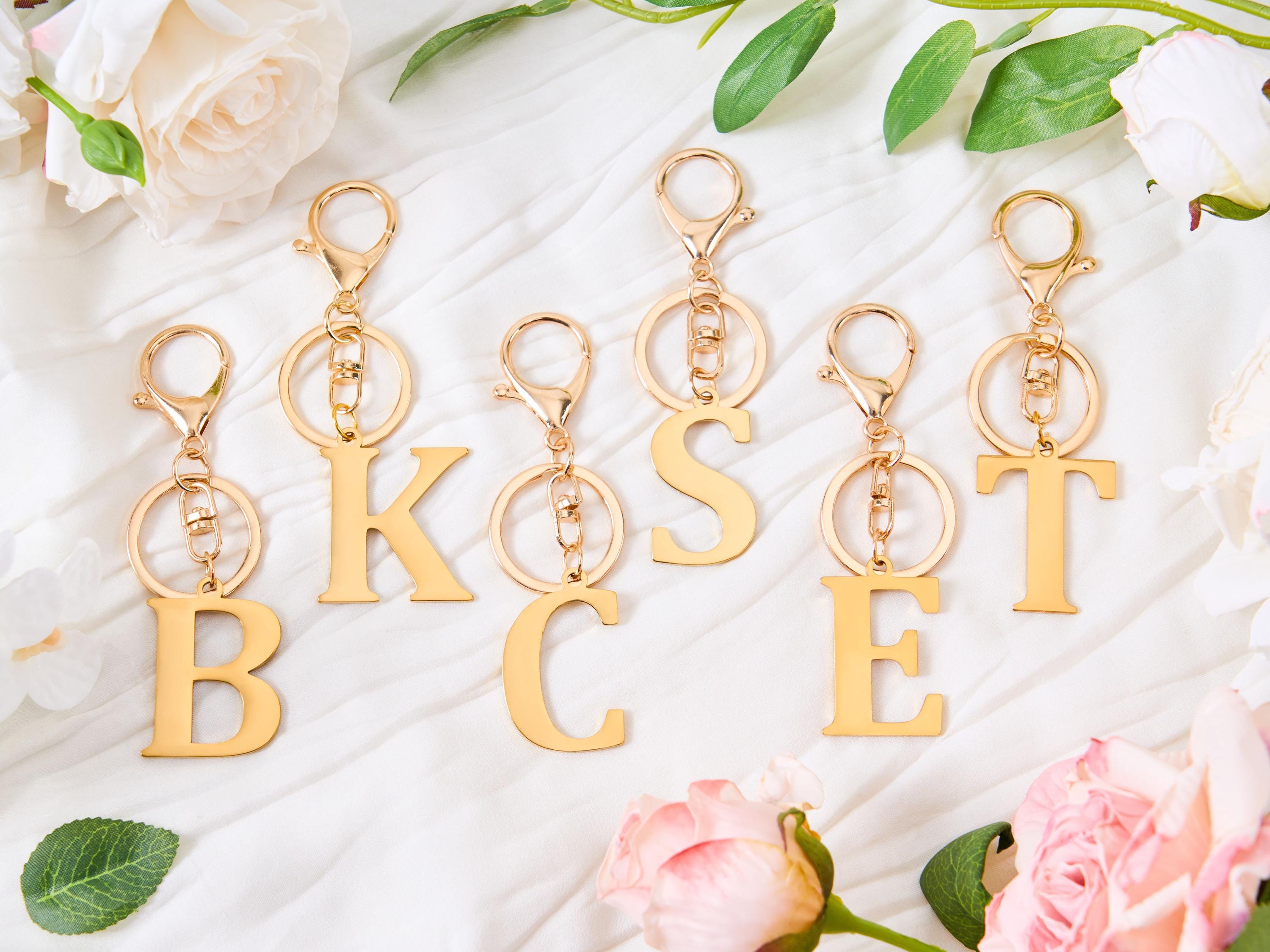 Metal Keychain Gold Initial Keyring Initial Letter Key Chain