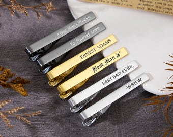 Custom Engraved Best Man Tie Clip,Personalized Tie Clip For Groomsman,Gift For Him,Name Tie Clip,Minimal Wedding Mementos,Father's Day Gift