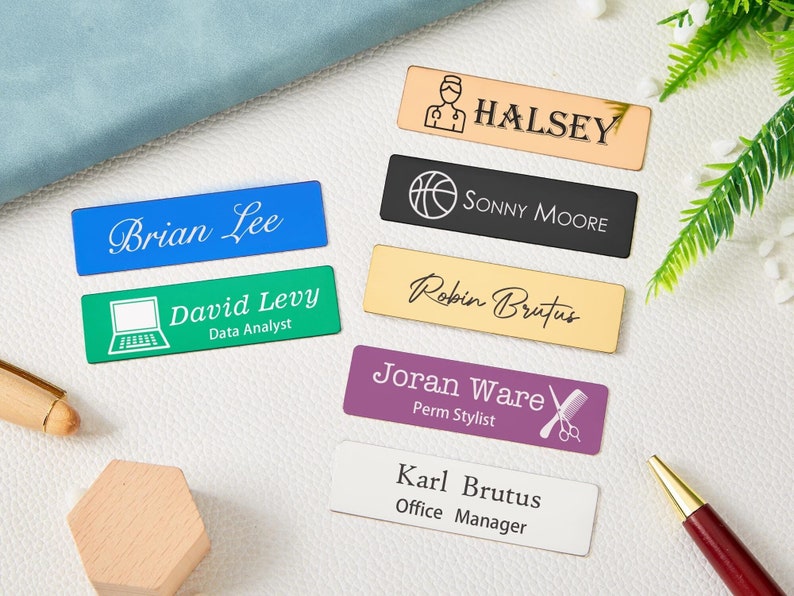 Job Work Tags Engraved Custom Name Tags With Magnet,personalized for Coworkers ...