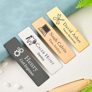 Engraved Custom Name Tags with Magnet,Personalized for Coworkers,Complete with Industry Logo,Office Name tags,Stylist ID Badge,Name Badges