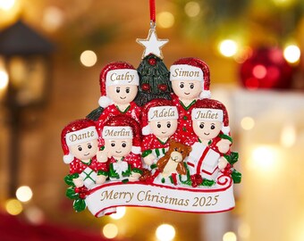 Personalisierte Weihnachtsverzierung Benutzerdefinierte Harz Urlaub Verzierung Familien Verzierung Familienname Verzierung gravierte Weihnachtsverzierung Weihnachtsgeschenke