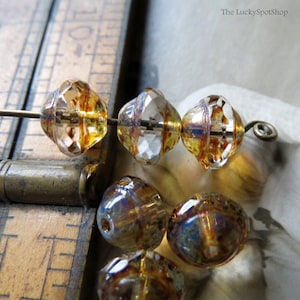 PICASSO CRYSTAL SATURNS. 10 cuentas de vidrio facetado checo. 8 x 10 mm. Suministros para la fabricación de joyas.