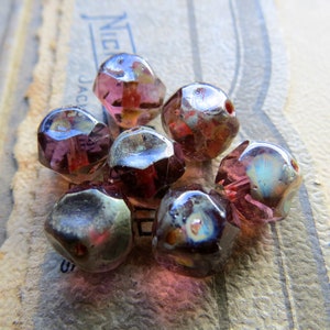 LAVENDER QUARTZ NUGGETS . 10 Czech Faceted & Polished Picasso Beads . 8 mm beads  . Supplies for Jewelry Making