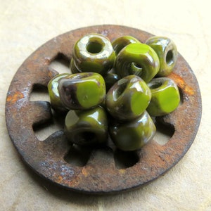 MATUBO CILANTRO TRICUTS . 20 Czech Picasso Tri-cut Seed Beads . size 2/0 beads . Supplies for Jewelry Making