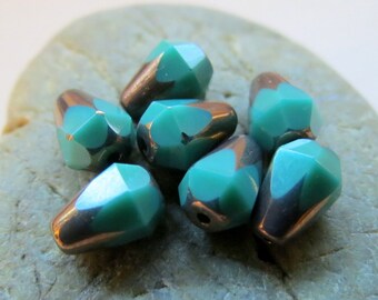 Perline Di Vetro Ceche A Goccia 15x8mm | 10 Pezzi | Colore Azzurro Baby