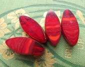 Back In Stock BRONZED RED PETALS . Czech Table Cut Metallic Spindle Beads . 6 beads . 18 mm by 7 mm . Supplies for Jewelry Making