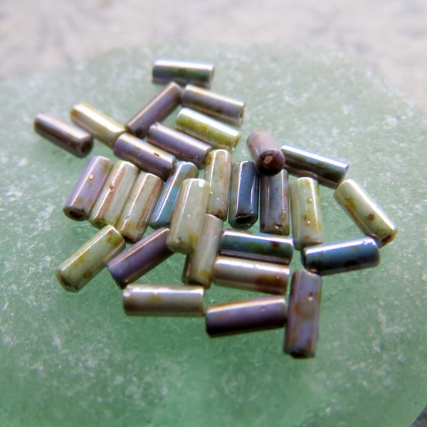 MIXED PICASSO TUBES . 1.9 mm x 4.5 mm .  Size 2 Picasso Bugle Bead . 75 Beads . Supplies for Jewelry Making