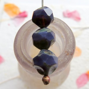PURPLE OPALINE CENTRALCUTS . 8 Czech Faceted and Polished Picasso Beads (9 mm beads)  . Supplies for Jewelry Making