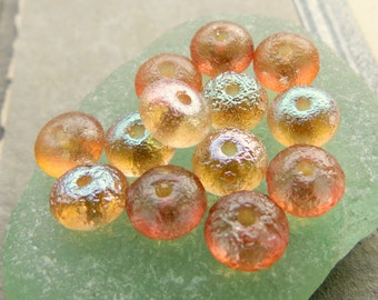 Back In Stock ETCHED PEACHY GEMS . Czech Glass Beads (30 beads) 4 mm by 7 mm . Supplies for Jewelry Making