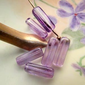 Tanzanite Czech Glass Beads: Polished Rectangle Bars (10 pc)
