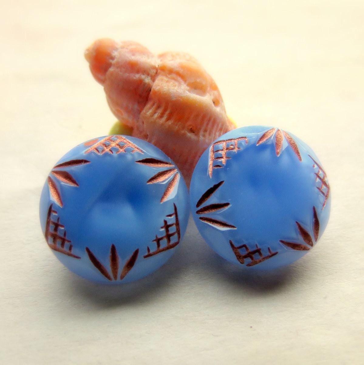 BOTÕES DE OPALINHO AZUL. 1 Botão de Vidro Metálico de Arte Tcheca. 13 mm. Suprimentos para Fabricação de Joias. Suprimentos de Costura.