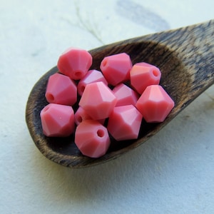 PINK OPAQUE BICONES . 20 Czech Preciosa Faceted Crystal Glass Beads . 6 mm . Supplies for Jewelry Making