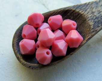 PINK OPAQUE BICONES . 20 Czech Preciosa Crystal Glass Beads . 6 mm . Supplies for Jewelry Making