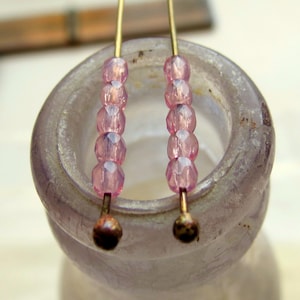 Tiny ROSE OPAL BEADS . 50 Czech Fire Polished Glass Beads . 3 mm . Supplies for Jewelry Making