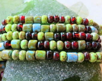 Aged Pueblo Mix Tschechische Picasso Glas Rocailles, Größe 6/0, Schmuckherstellung Lieferungen