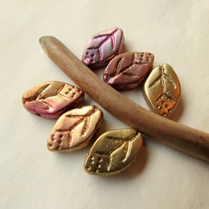 Czech Metallic Glass Leaf Beads: Mixed Metal Jewelry Supplies