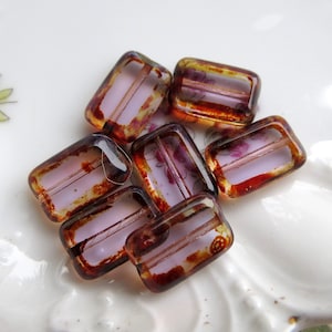 ALEXANDRITE PICASSO REX . 10 Czech Picasso Glass Beads . 12 mm by 8 mm . Supplies for Jewelry Making