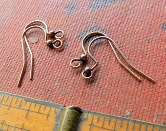 ANTIQUE COPPER EARWIRES . 25 mm . 5 pair (10 pieces) . Supplies, Findings for Jewelry Making