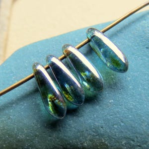 BABY PINE DAGGERS . 25 Czech Fire Polished Picasso Glass Beads . 3 mm by 11 mm . Supplies for Jewelry Making