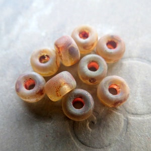 MATUBO MATTE TRAVERTINE.  20 Czech Picasso Seed Beads . size 2/0 . Supplies for Jewelry Making