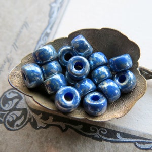 Royal Blue Picasso Czech Glass Seed Beads 2/0 (20 pc)