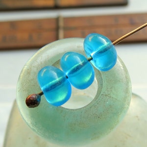 Aqua Blue Czech Glass Beads: Polished Potato Beads, 8mm (30 pc)