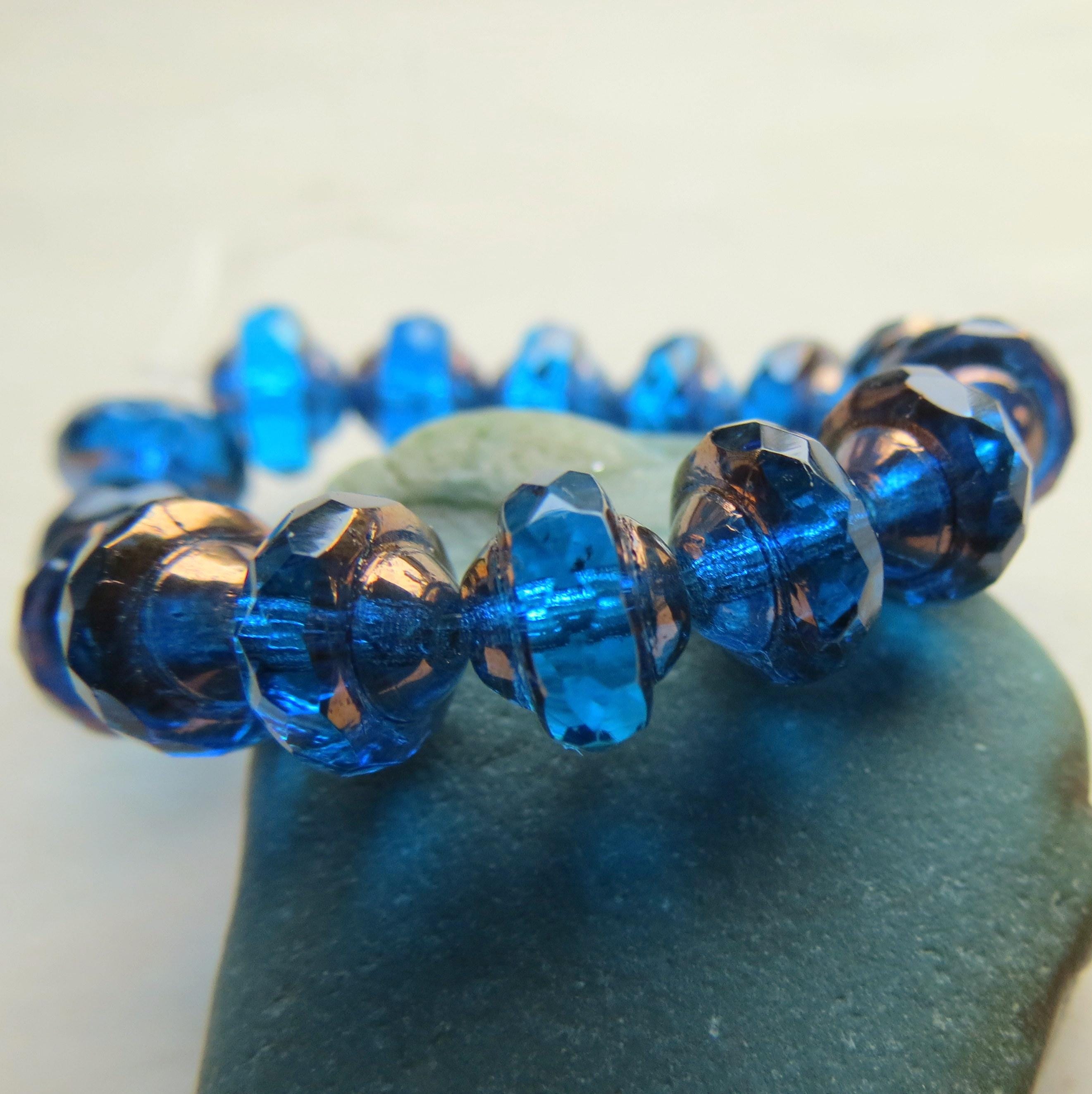 Blau Bronze Bronze Tschechische Glas Saturn Perlen: 8 mm facettiertes Schmuckzubehör