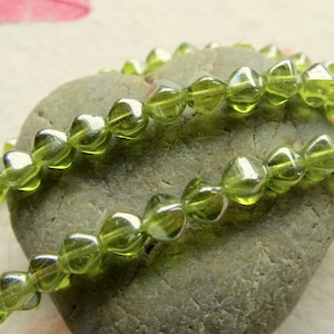 OLIVINE BICONES . 25 Czech Picasso Lumi Glass Beads . 6 mm . Supplies for Jewelry Making