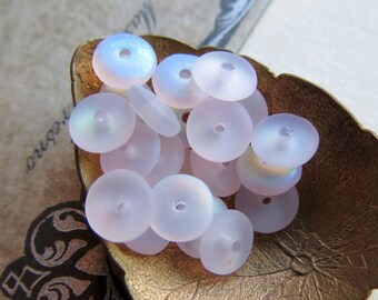 50 Pink AB Czech Glass Spacer Beads: Frosted Matte Discs, 6mm