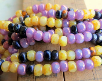 Czech Picasso Orchid Tricut Seed Beads, Size 6/0 (150 Beads)