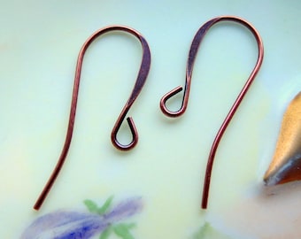 Aged Copper Ear Wires: 26mm, 8 Pair or 16 pieces