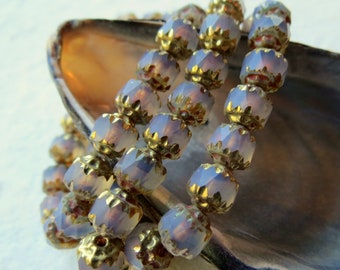 GOLDEN ORCHID CATHEDRALS .  10 Czech Matte Metallic Glass Beads . 6 mm beads . Supplies for Jewelry Making