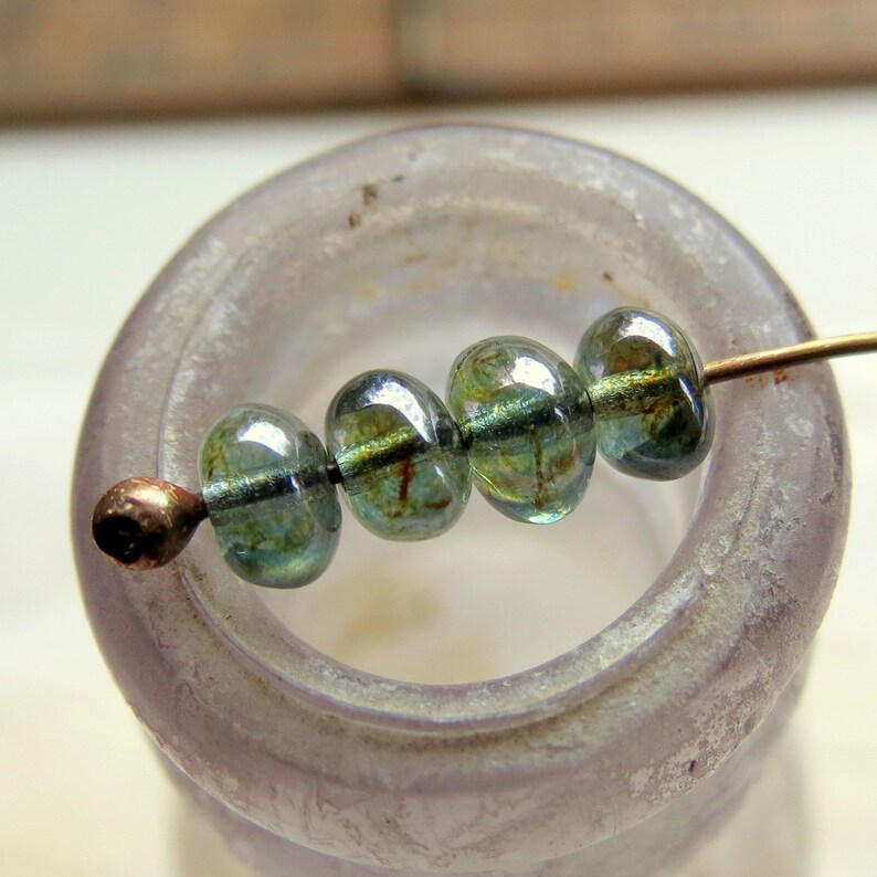40 TALLPOTATISPÄROR. Tjeckiska glaspärlor Lumi Picasso. 6 mm. Smyckestillverkningstillbehör bild 6