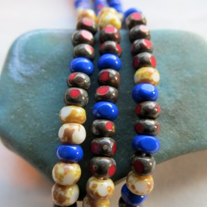 New AMERICANA MIX SEEDBEADS . 180 Czech Picasso Glass Seed Beads . size 6/0 . Supplies for Jewelry Making