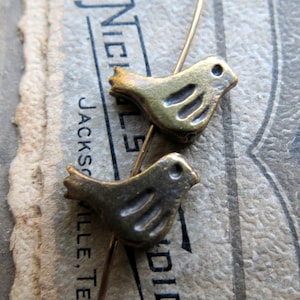 Aged Brass Bird Charms: Mykonos Greek Pendants, 12mm (Set of 2)