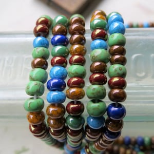 PACIFIC NORTHWEST MIX . 166 Czech Picasso Seed Beads . size 5/0  (one strand) . Supplies for Jewelry Making