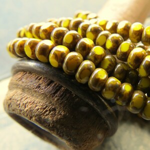 CANARY YELLOW LITTLES .  50 Czech Tri Cut Seed Beads . size 6/0  beads . Supplies for Jewelry Making
