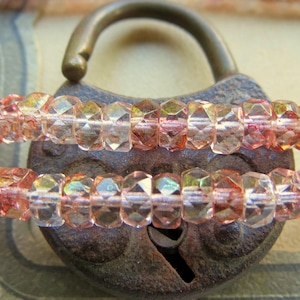 Rosaline Luster Czech Glass Beads: Faceted Metallic Wheels, 6mm (50 Beads)