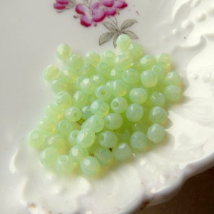 New LIGHT JADEITE ROUNDS . 50 Czech Fire Polished Glass Beads . 3 mm . Supplies for Jewelry Making image 8